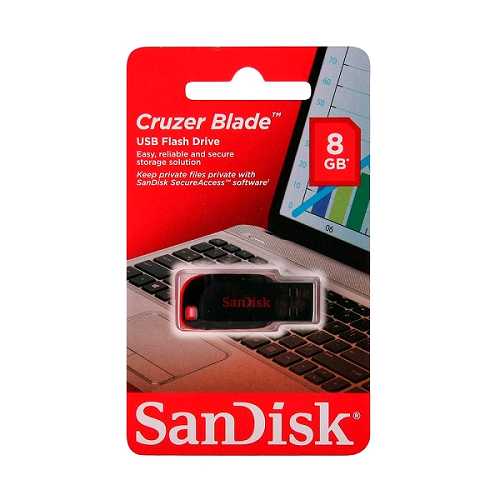 SanDisk Cruzer Blade Usb 8GB Flash Drive (Black and Red ...